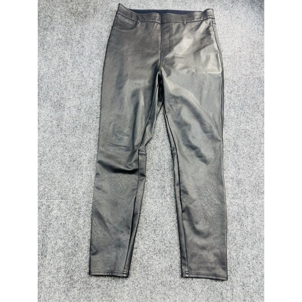 Spanx Women's L Black Faux Leather High Rise Leggings Excellent